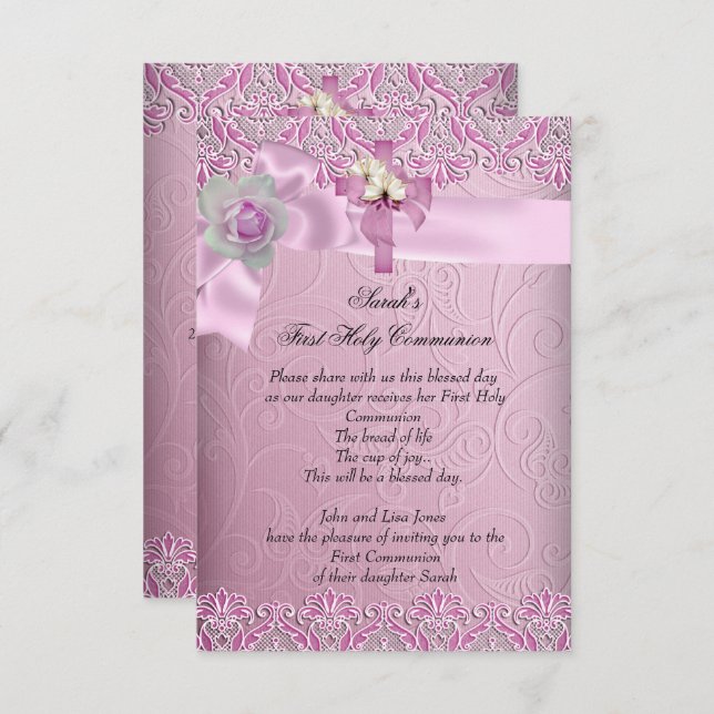 Convite Primeira Comunhão Sagrada 1rua Cruzando Meninas Bo (Frente/Verso)