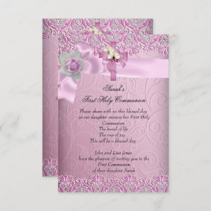 Convite Primeira Comunhão Sagrada 1rua Cruzando Meninas Bo