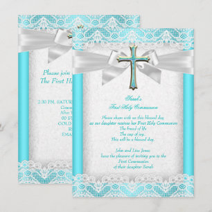 Convite Primeira Comunhão Sagrada 1rua Rapariga Cruzando T