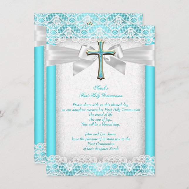 Convite Primeira Comunhão Sagrada 1rua Rapariga Cruzando T (Frente/Verso)