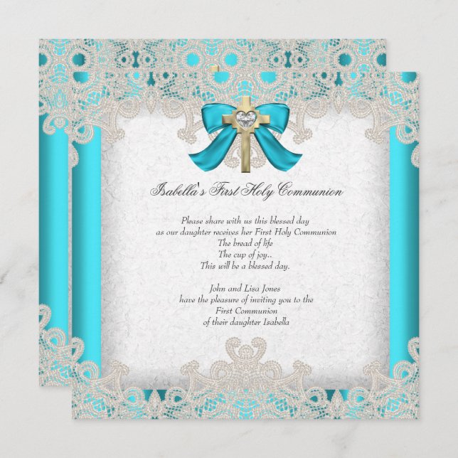 Convite Primeira Comunhão Sagrada 1rua Rapariga Cruzando T (Frente/Verso)