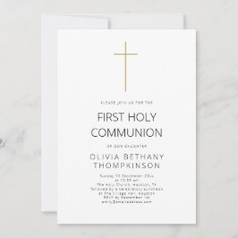 Convite Primeira Comunhão Sagrada da Cruz Dourada Minimali