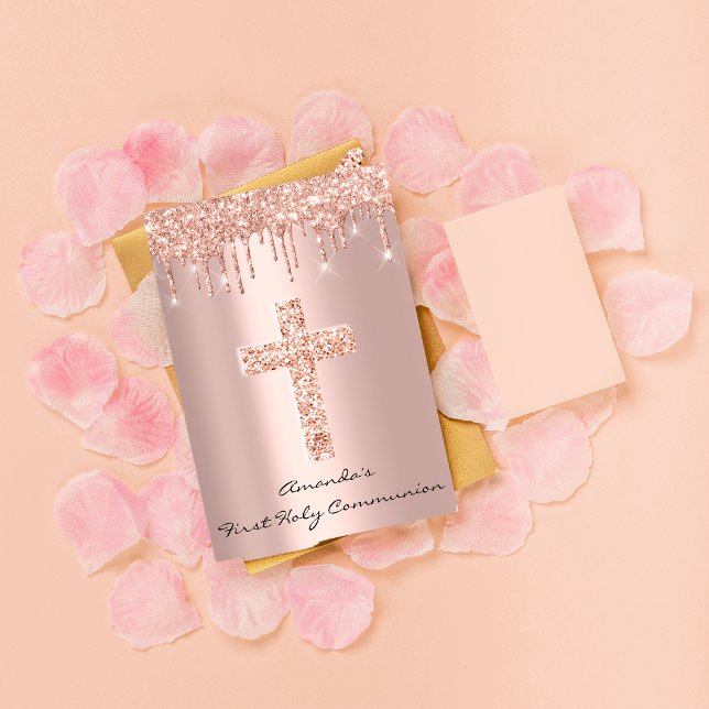 Convite Primeira Comunhão Sagrada Deriva da Cruz Rosa (Criador carregado)