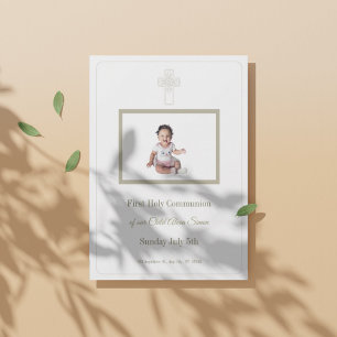 Convite Primeira Comunhão Sagrada e Dourada Personalizada