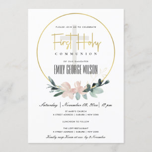 CONVITE PRIMEIRA COMUNICAÇÃO SANGUÍNEA DA FLORAL FLORAL