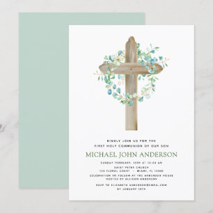 Convite Primeira Comunidade Sagrada Verde Eucalyptus Invi