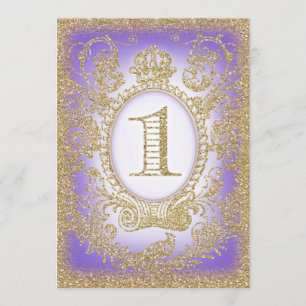 Convite Primeira do aniversário princesa Roxo 2 uma vez
