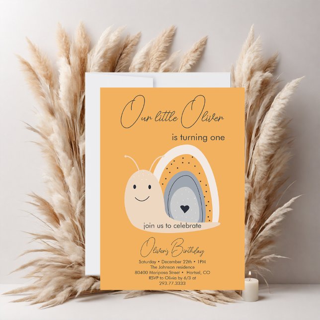 Convite Primeira Festa de aniversário Caracol - Arco-Íris  (Criador carregado)