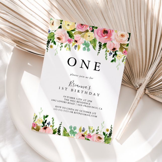 Convite Primeira Festa de aniversário de queda tropical Do (Criador carregado)