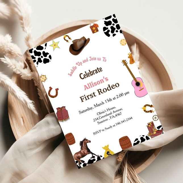 Convite Primeira festa de aniversário de Rodeo (Criador carregado)