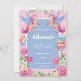 Convite Primeira festa de aniversário do Magical Unicorn