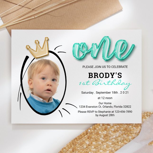 Convite Primeira Festa de aniversário, Foto minimalista (Criador carregado)