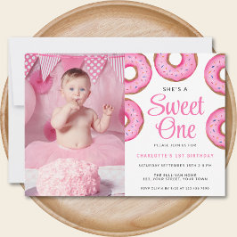 Convite Primeira Festa de aniversário Foto Sweet One Rosqu