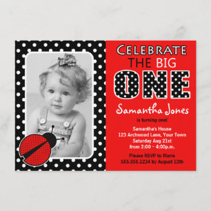 Convite Primeira Festa de aniversário Ladybug