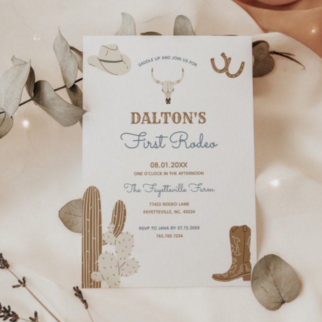 Convite Primeira Festa de aniversário Rodeo Cowboy (Available for print and instant digital download!)