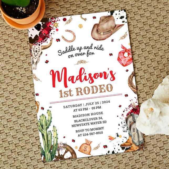 Convite Primeira Festa de Cowboy Rodeio (First Rodeo Cowboy Party Invitation)