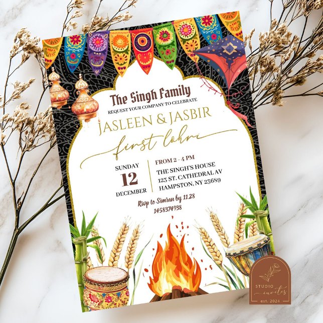 Convite Primeira Fogueira de Lohri de Casamento Indiano (Criador carregado)