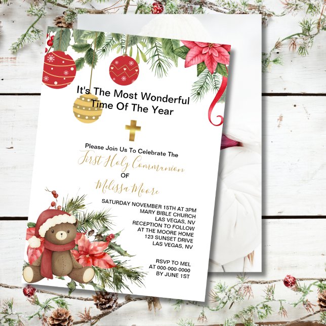 Convite Primeira Foto da Santa Comunhão no inverno (Criador carregado)