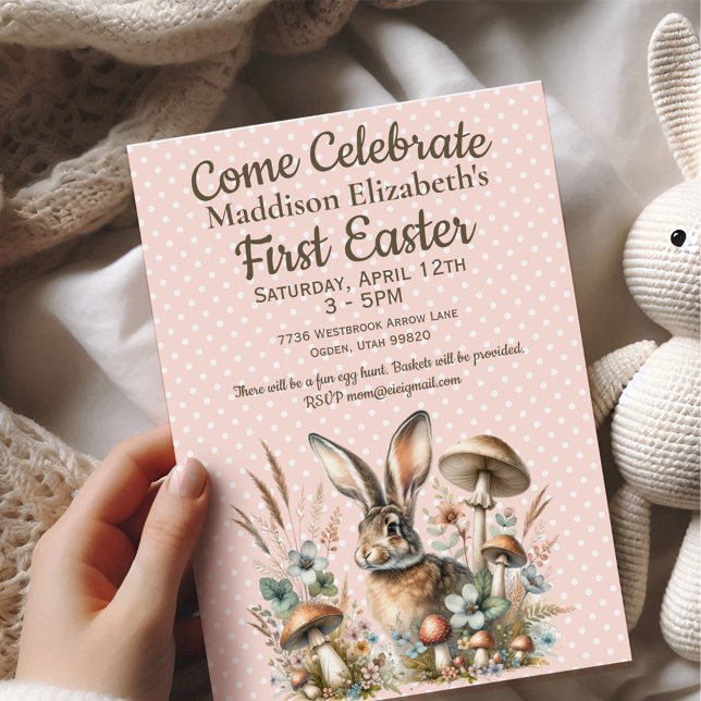 Convite Primeira Páscoa Jack Rabbit (Celebrate the joy of a first Easter with our adorable Jack Rabbit collection.)