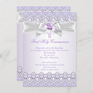 Convite Primeira Sagrada Comunhão Raparigas Cruzadas Lavan
