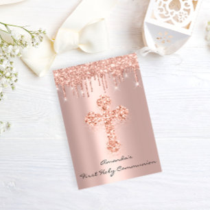 Convite Primeira Sagrada Comunhão Rosa da Cruz Cristã