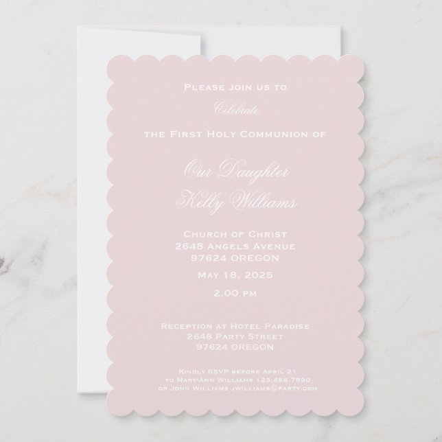 Convite Primeira Sagrada Cruz Comunitária com Dove e Coraç (Verso)