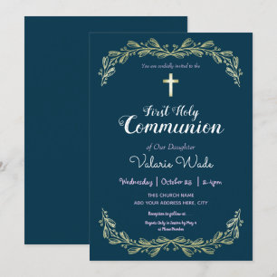 Convite Primeira Sagrada Frame Floral do Rico da Comunidad