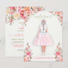 Convite Primeira Sagrada Menina Personalizada de Retrato e