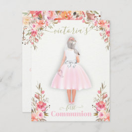 Convite Primeira Sagrada Menina Personalizada de Retrato e