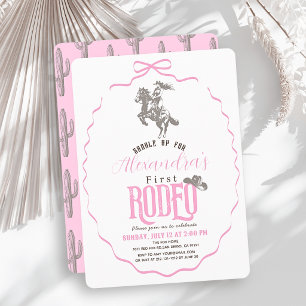 Convite Primeira Vaqueira de Rodeio Arco Rosa Aniversário 