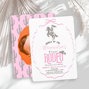 Convite Primeira Vaqueira de Rodeio Laço Rosa Foto 1º Aniv