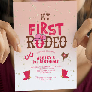 Convite Primeira Vaqueira de Rodeio Pêssego Aniversário de