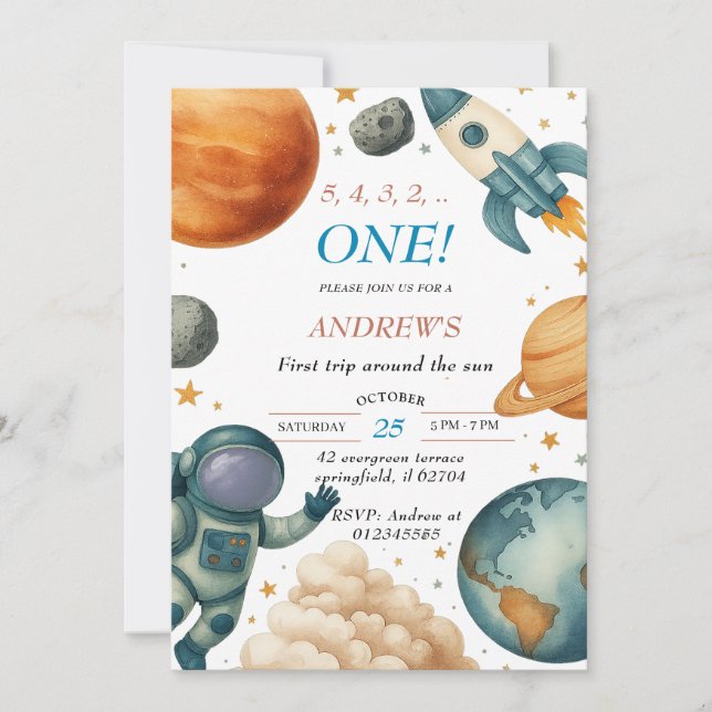 Convite Primeira viagem à volta da Festa de aniversário do (Frente)