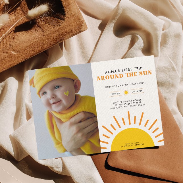 Convite Primeira viagem à volta da Foto do primeiro aniver (Criador carregado)