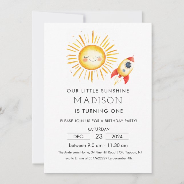 Convite Primeira viagem ao redor do sol (Frente)