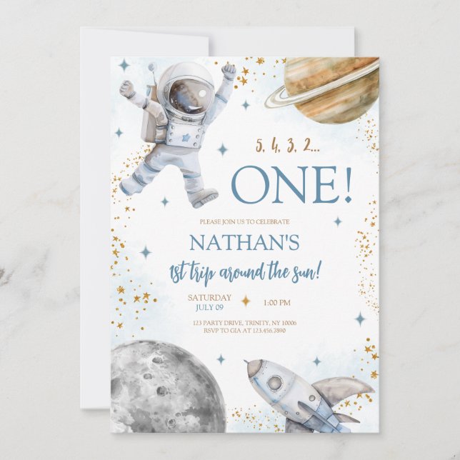 Convite Primeira viagem ao redor do Sol Aniversário (Frente)