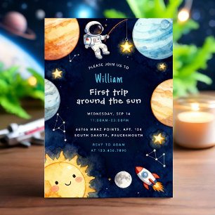 Convite Primeira Viagem ao Redor do Sol Aniversário de 1 A