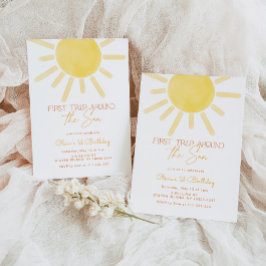 Convite Primeira viagem ao redor do sol aniversário neutro