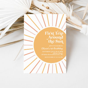 Convite Primeira Viagem ao redor do Sol Boho Sunshine aniv
