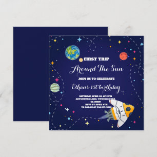 Convite Primeira Viagem ao Redor do Sol Espaço Exterior 1º