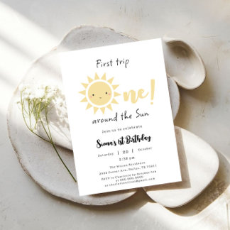 Convite Primeira Viagem ao redor do Sol Fofa Aniversário d