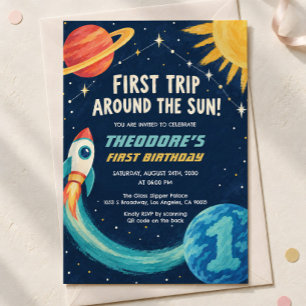 Convite Primeira Viagem ao redor do Sol Foguete Primeiro A