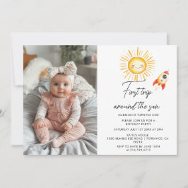 Convite Primeira viagem ao redor do sol Foto personalizada