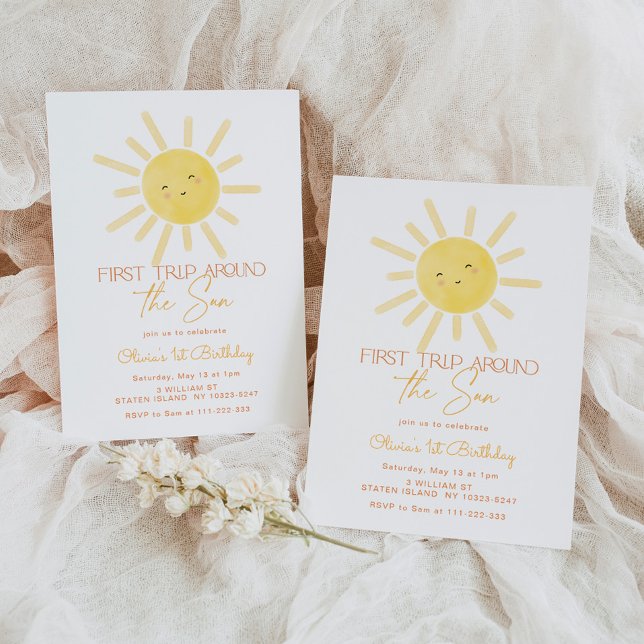 Convite Primeira viagem ao redor do sol no primeiro aniver (Criador carregado)