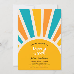 Convite Primeira viagem ao redor do Sol Primeiro Aniversár