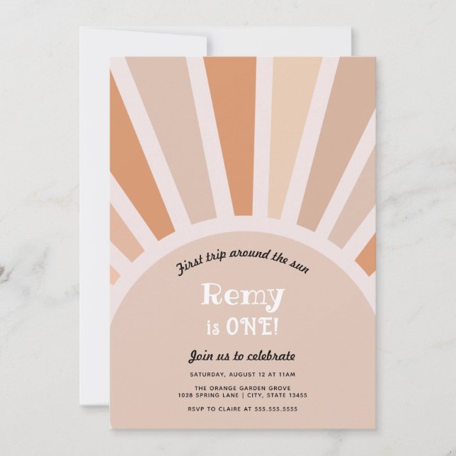 Convite Primeira viagem ao redor do Sol Primeiro Aniversár (Frente)