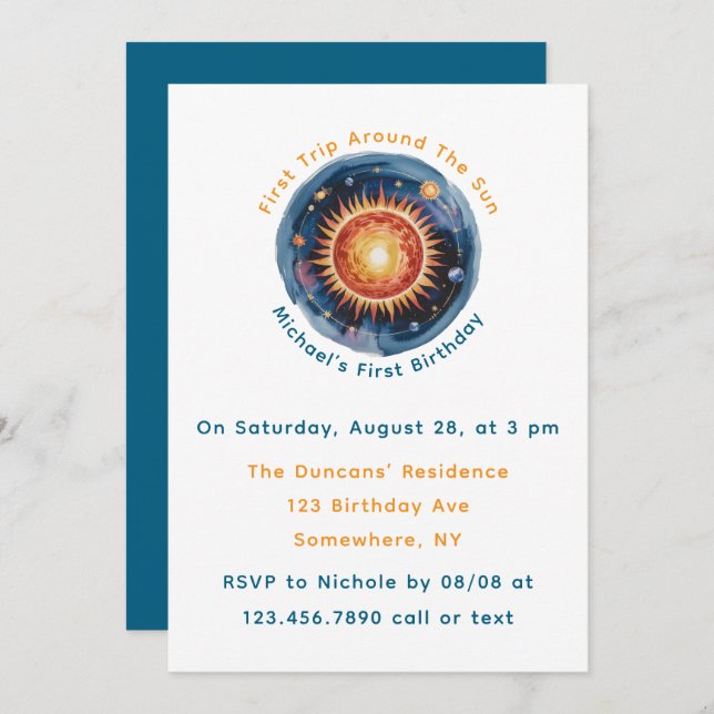 Convite Primeira Viagem Em Torno Da Festa Do primeiro aniv (Frente/Verso)