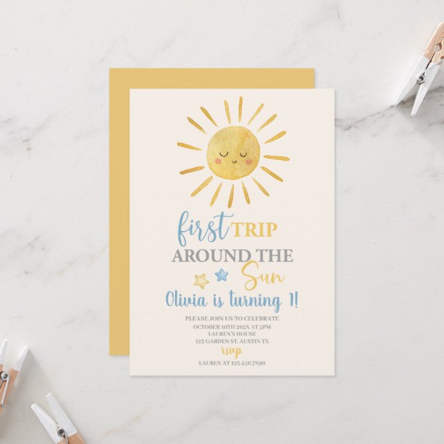 Convite Primeira viagem em torno da festa do primeiro aniv (Frente/Verso In Situ)