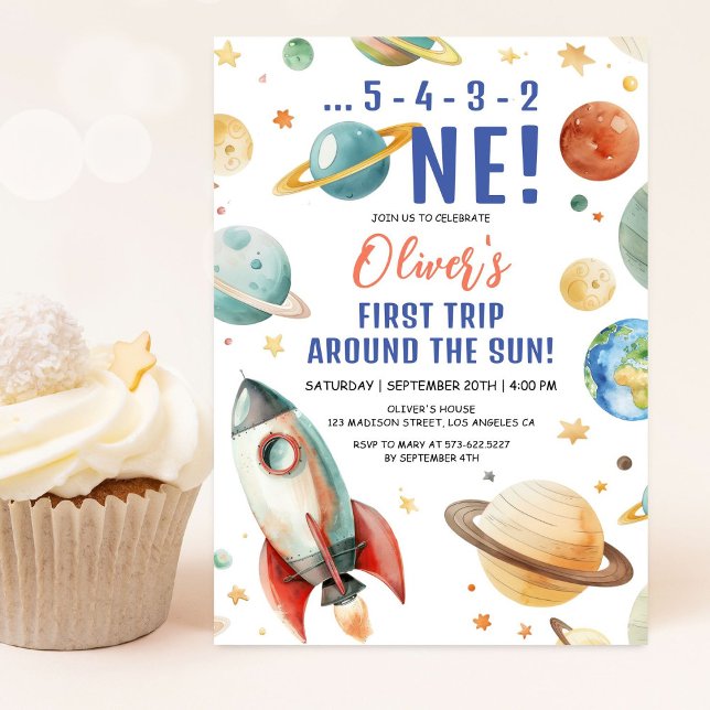 Convite Primeira viagem em torno da festa do primeiro aniv (Criador carregado)