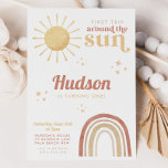 Convite Primeira viagem em torno do primeiro aniversario A<br><div class="desc">Primeira viagem ao redor do Sol - Rust Rainbow e Sun Boy ou Girls primeiro aniversario. O tema perfeito para a sua festa de aniversário.</div>